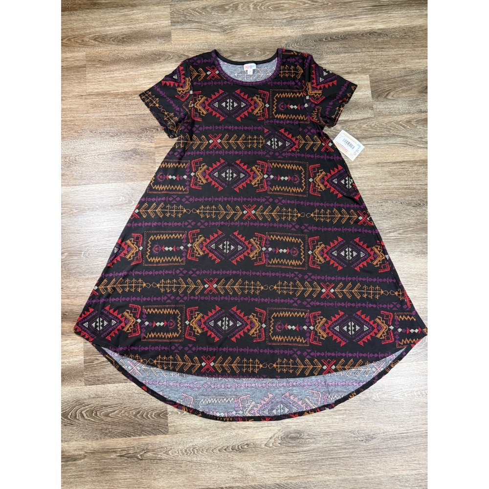 NWT LuLaRoe Black Southwestern Carly Dress M Coastal Cowgirl Boho High Low